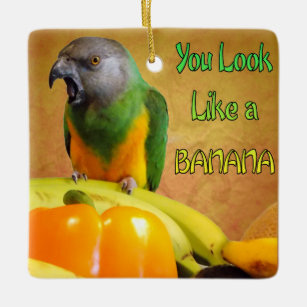 Funny Senegal Parrot Banana Ceramic Ornament