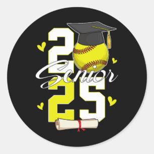 Funny Senior 2025 Cl Of 2025 Graduation Softll Boy Classic Round Sticker