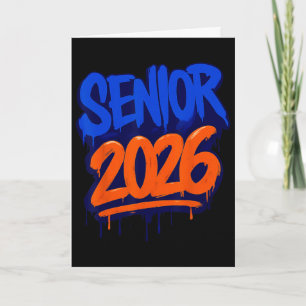 Funny Senior 2026 Orange And Blue Graduation Drip Card