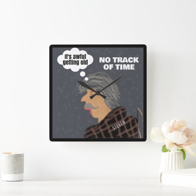 Funny Senior Citizen Elderly Quote Square Wall Clock (Home)