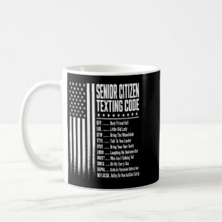 Funny Senior Citizens Texting Code Grandpa On Back Coffee Mug