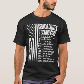 Funny Senior Citizens Texting Code Grandpa On Back T-Shirt