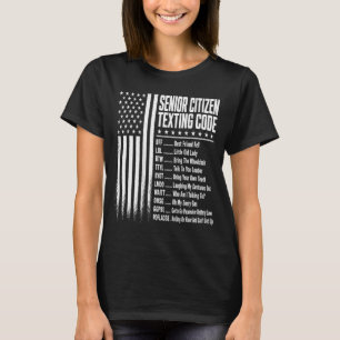 Funny Senior Citizens Texting Code Grandpa On Back T-Shirt