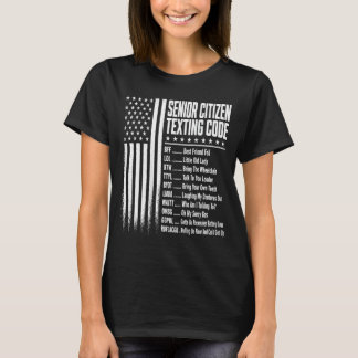 Funny Senior Citizens Texting Code Grandpa On Back T-Shirt