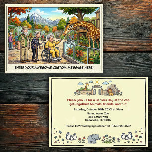 Funny Seniors Day at the Zoo Get-together Invitat Invitation