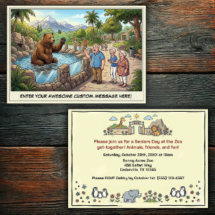 Funny Seniors Day at the Zoo Get-together Invitat Invitation