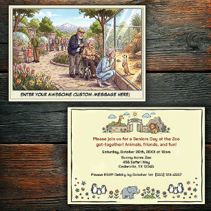 Funny Seniors Day at the Zoo Get-together Invitat Invitation
