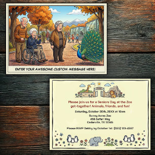 Funny Seniors Day at the Zoo Get-together Invitat Invitation