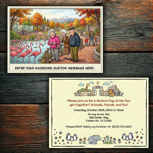 Funny Seniors Day at the Zoo Get-together Invitation