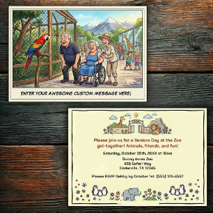 Funny Seniors Day at the Zoo Get-together Invitation