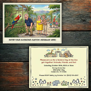 Funny Seniors Day at the Zoo Get-together Invitation