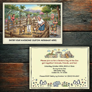 Funny Seniors Day at the Zoo Get-together Invitation