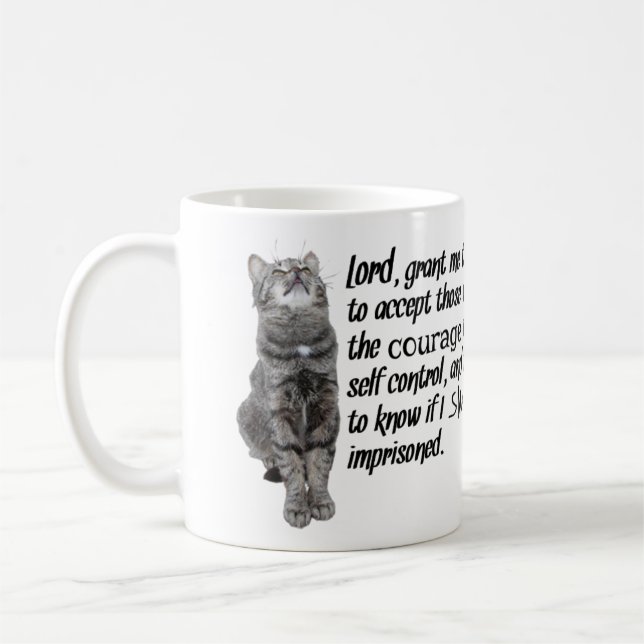 Funny Serenity Prayer With Cats Coffee Mug (Left)