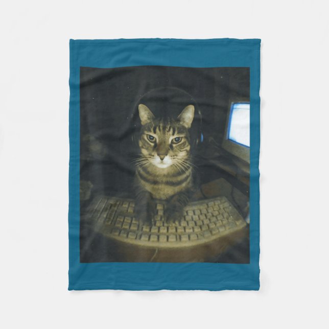 Funny Serious Gamer Cat Lovers Stud Kitty Cat Meme Fleece Blanket (Front)