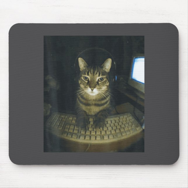 Funny Serious Gamer Cat Lovers Stud Kitty Cat Meme Mouse Pad (Front)