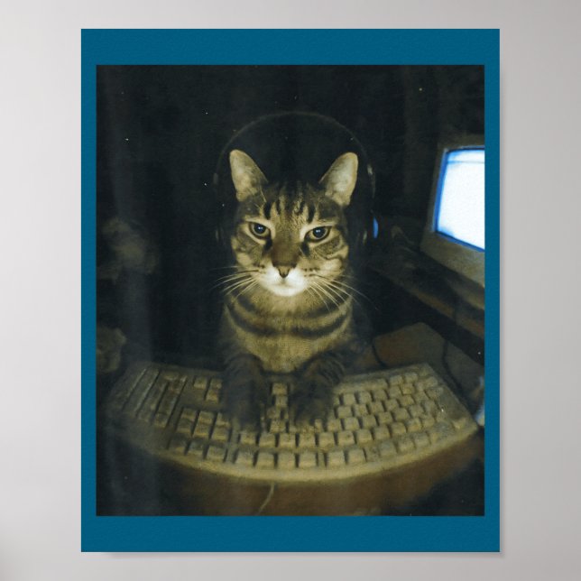 Funny Serious Gamer Cat Lovers Stud Kitty Cat Meme Poster (Front)