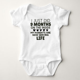 Funny "Serving Life" 9 Months on the Inside Baby Bodysuit