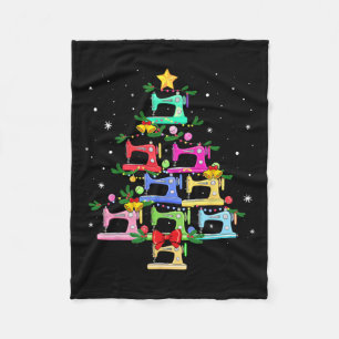 Funny Sewing Christmas Tree Christmas Ornament Wom Fleece Blanket