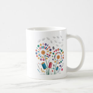 Funny Sewing Dandelion Flowers Thread Buttons Quil Coffee Mug
