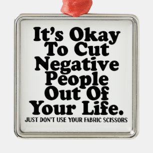 Funny Sewing Fabric Scissors Quote Quilter Sewist Metal Ornament