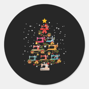 Funny Sewing Machine Christmas Tree Christmas Orna Classic Round Sticker