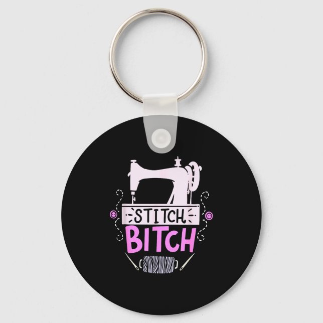 Funny Sewing Quilting Gift  Keychain (Front)