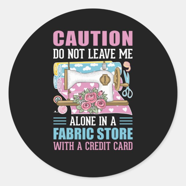 funny sewing word art Classic Round Sticker  (Front)