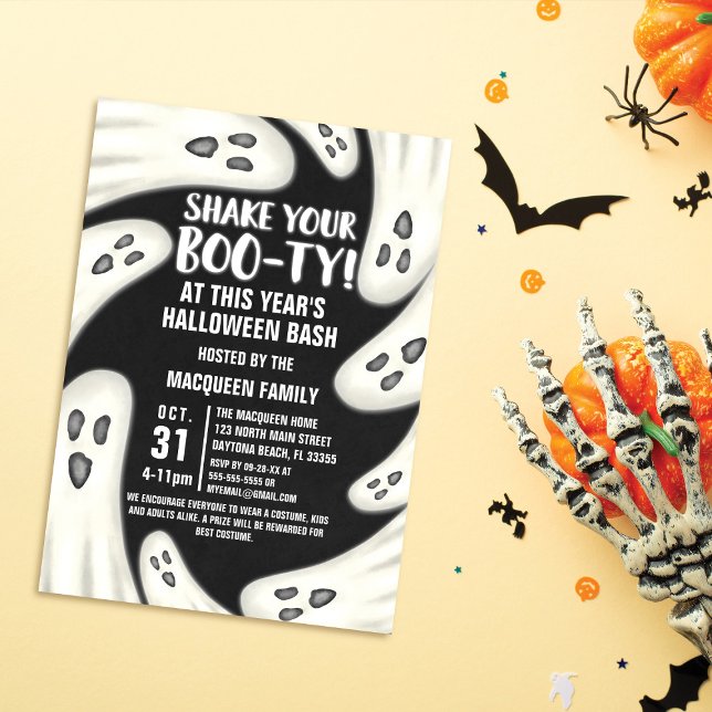Funny Shake Your Boo-ty Glowing Ghosts Halloween Invitation (Creator Uploaded)
