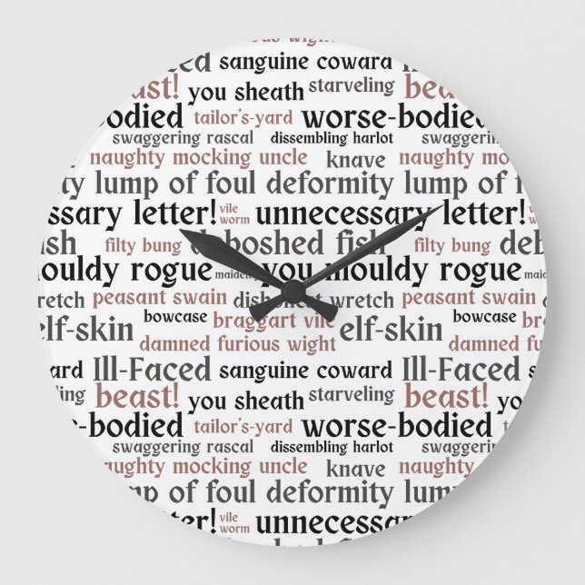 Funny Shakespeare Insult Classic Literature Book  Large Clock (Front)
