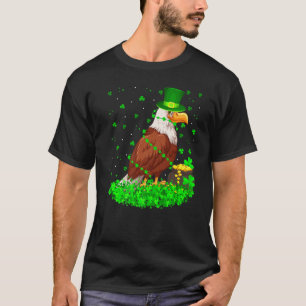 Funny Shamrock Leprechaun Hat Eagle Bird St Patric T-Shirt