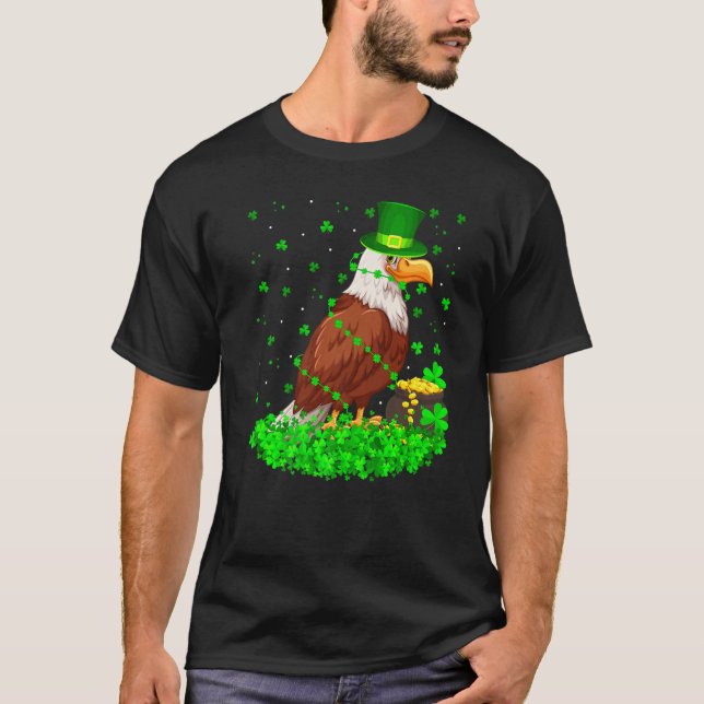 Funny Shamrock Leprechaun Hat Eagle Bird St Patric T-Shirt (Front)