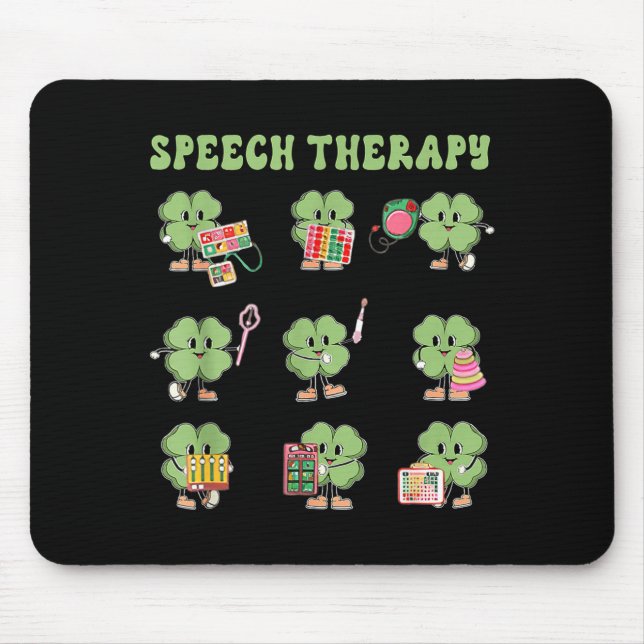 Funny Shamrock Speech Therapy St Patrick's Day Slp Mouse Pad (Front)