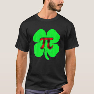 Funny Shamrock With Pi Plaid For Pi Day T-Shirt