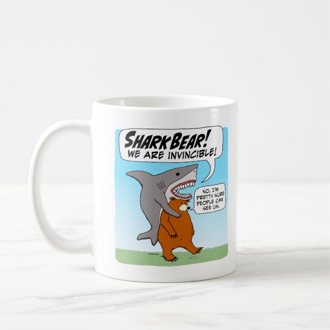 Funny Shark and Bear Team Up As SharkBear Coffee Mug (Left)