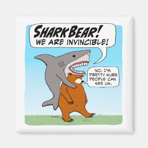Funny Shark and Bear Team Up As SharkBear Magnet