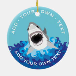 Funny Shark Attack Ceramic Ornament