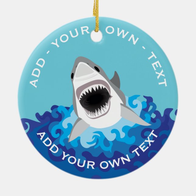 Funny Shark Attack Ceramic Ornament (Back)