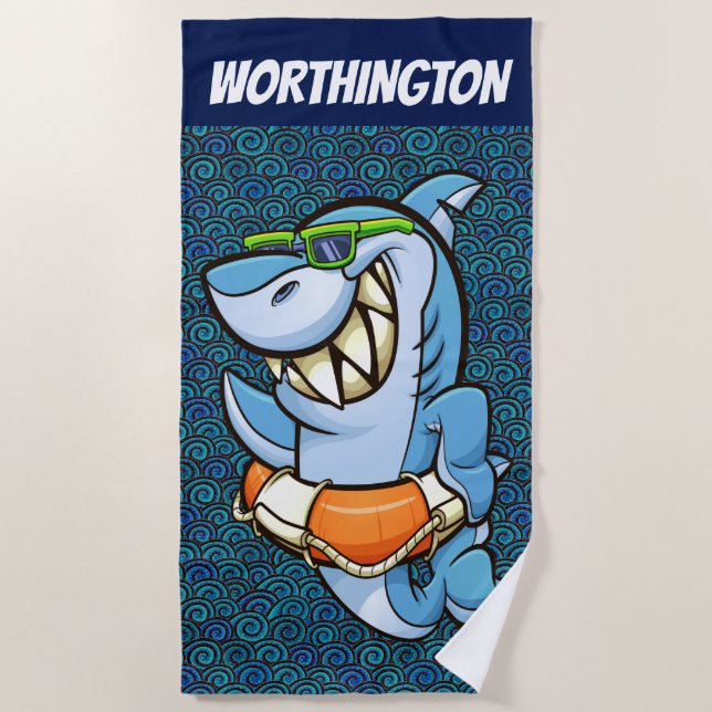 Funny Shark Beach Towel (Front)