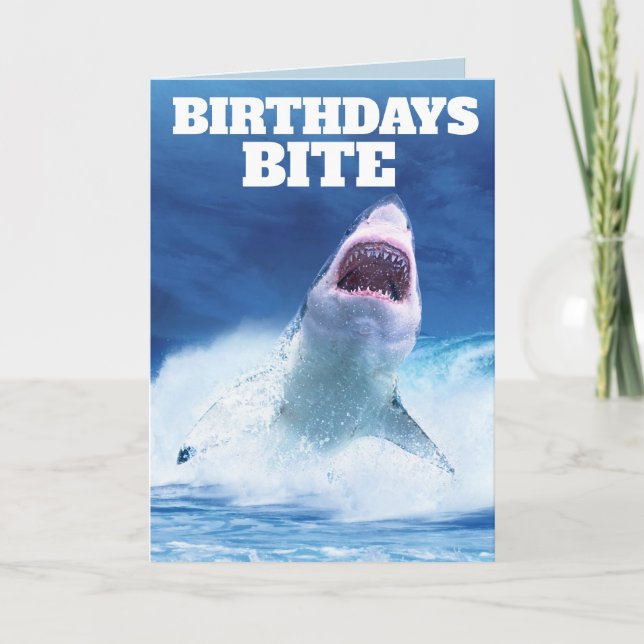 FUNNY SHARK BIRTHDAY CARDS BIRTHDAYS BITE (Front)