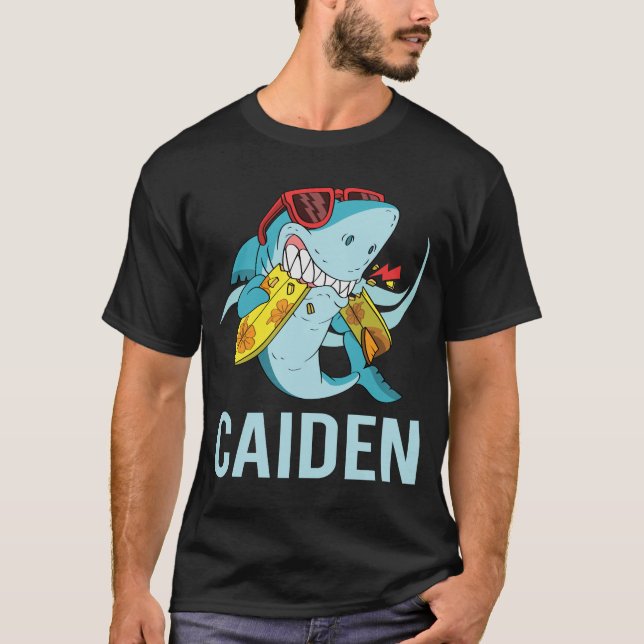 Funny Shark - Caiden Name T-Shirt (Front)
