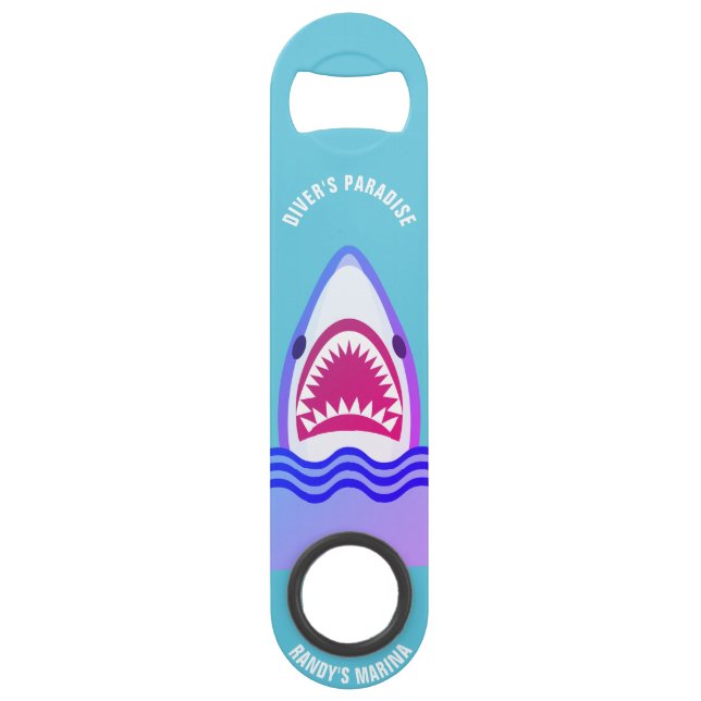 Funny Shark Cartoon custom text Bar Key (Front)