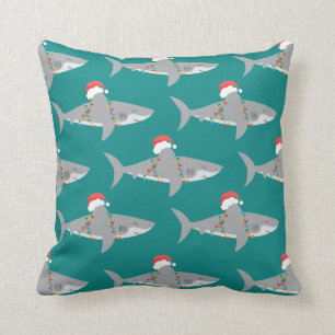 Funny Shark Christmas Throw Pillow