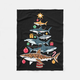 Funny Shark Christmas Tree Fleece Blanket