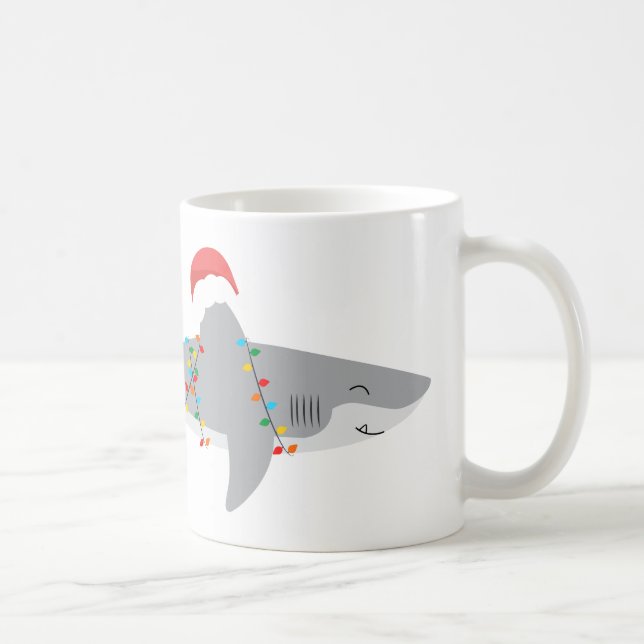 Funny Shark Christmas With Name Coffee Mug (Right)