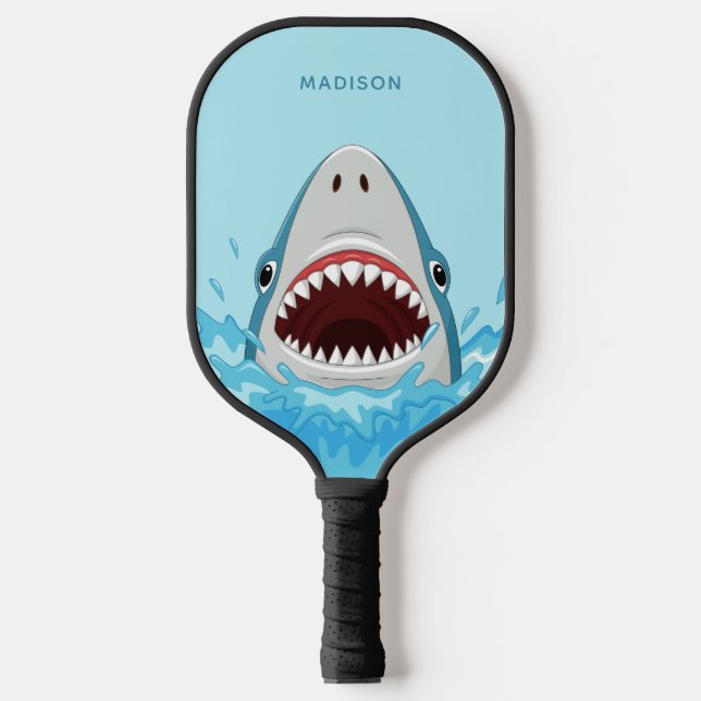 Funny Shark custom name Pickleball Paddle (Front)