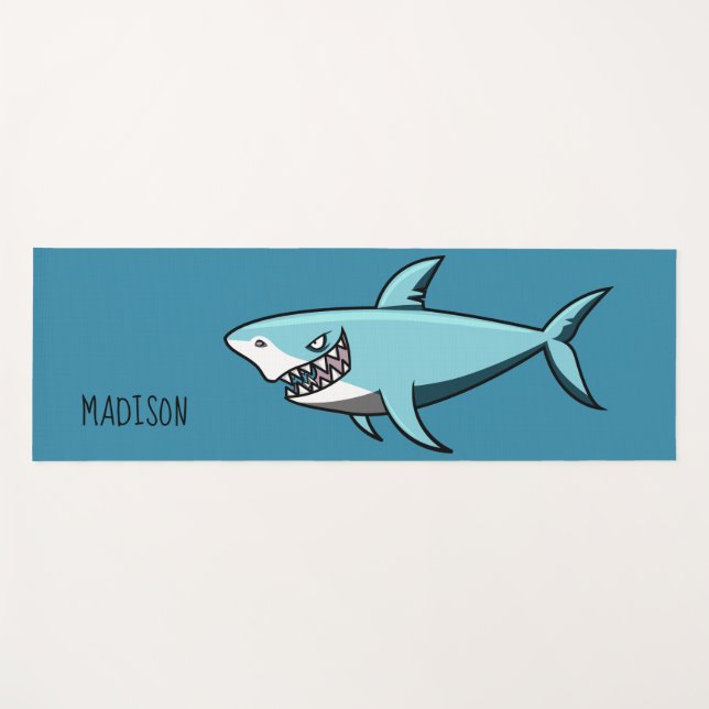 Funny Shark custom name yoga mat (Front (Horizontal))