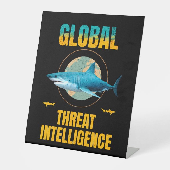 Funny Shark Cyber Security Expert Pedestal Sign (Front)