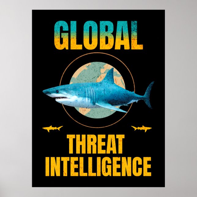 Funny Shark Cyber Security Expert Poster (Front)