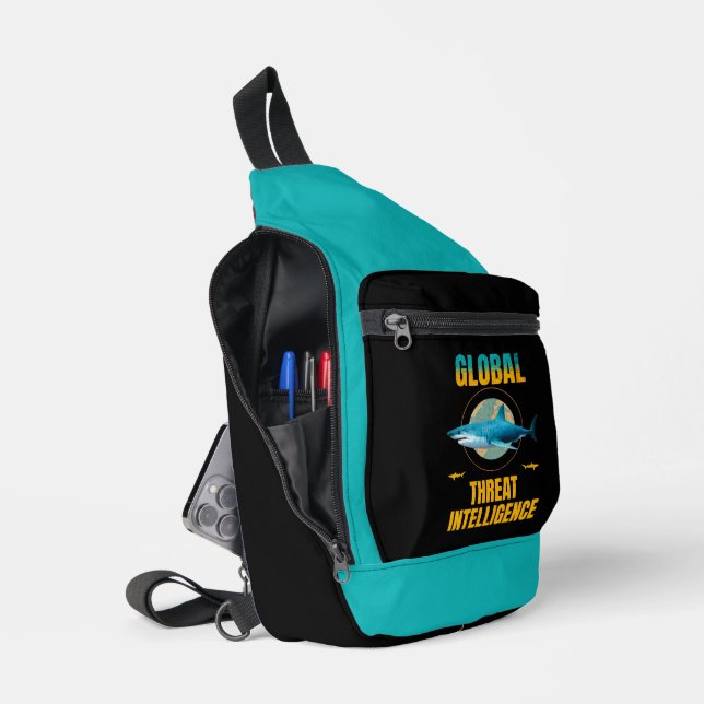 Funny Shark Cyber Security Expert Sling Bag (Open)