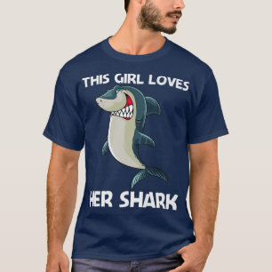Funny Shark Design For Girls Kids White Shark Love T-Shirt
